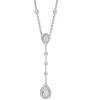 14ct White Gold Diamond Teardrop Halo Necklace