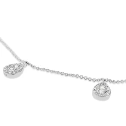 9ct White Gold Diamond Teardrop Cluster Necklace