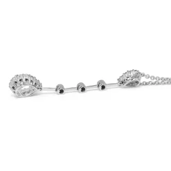 14ct White Gold Diamond Teardrop Halo Necklace
