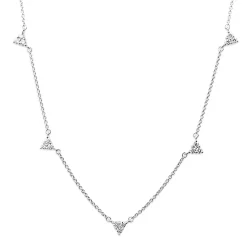 9ct White Gold Diamond Triangles Necklace