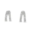 18ct White Gold Diamond 'V' Shaped Half Hoop Earrings