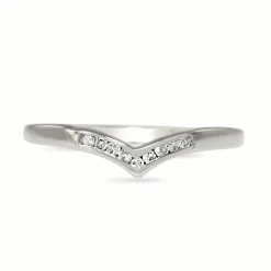 9ct White Gold Diamond 'V' Shaped Ring