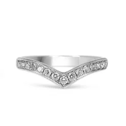 18ct White Gold Diamond 'V' Shaped Band Ring