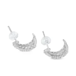 18ct White Gold Diamond 'V' Shaped Half Hoop Earrings