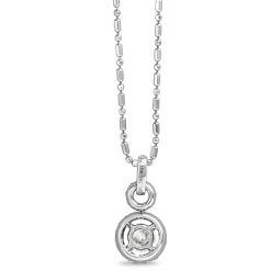18ct White Gold Double Diamond Halo Necklace with 14ct Chain