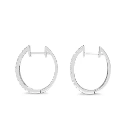 14ct White Gold Double Diamond Hoop Earrings