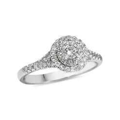 10ct White Gold Double Halo Diamond Ring