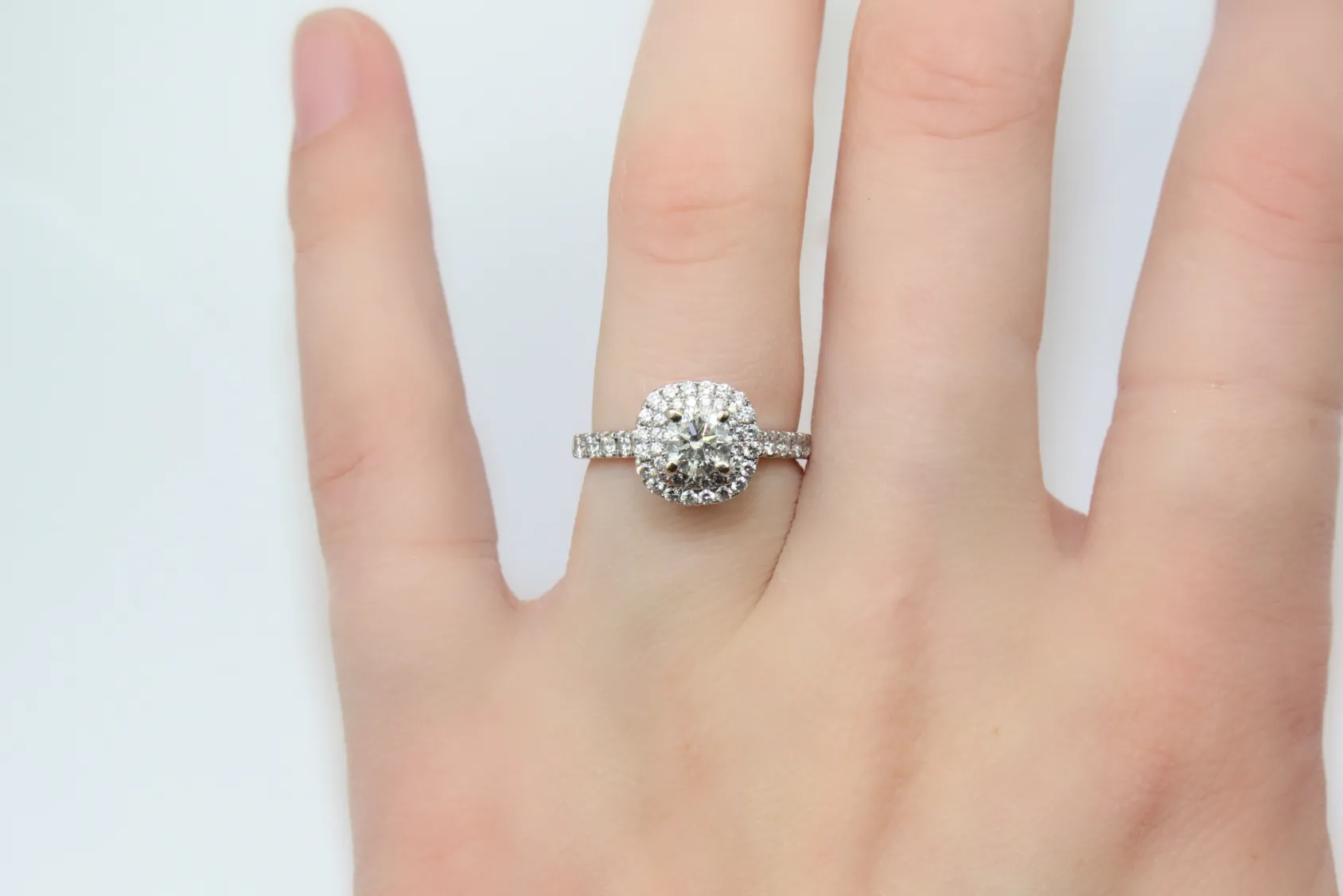 18ct White Gold Double Halo Diamond Ring