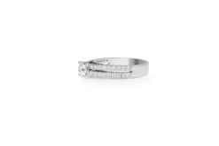 18ct White Gold Double Row Diamond Solitaire Ring