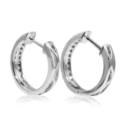9ct White Gold Double Row Diamond Hoop Earrings