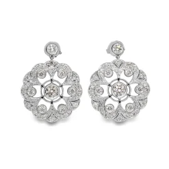 18ct White Gold Edwardian Style Diamond Drop Earrings