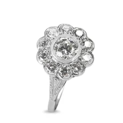 18ct White Gold Edwardian Style Diamond Daisy Ring