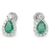 18ct White Gold Emerald and Diamond Pear Shape Halo Earrings