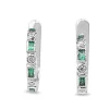 9ct White Gold Emerald and Diamond Deco Style Hoop Earrings