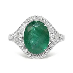 18ct White Gold Emerald and Diamond Ring