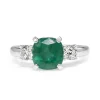 18ct White Gold Emerald and Diamond 3 Stone Diamond Ring