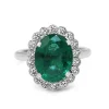 18ct White Gold Emerald and Diamond Daisy Style Ring