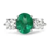 18ct White Gold Emerald and Diamond 3 Stone Ring