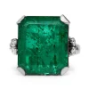 14ct White Gold Emerald and Single Cut Diamond Ring