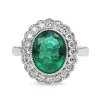 18ct White Gold Emerald and Diamond Daisy Ring