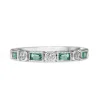 9ct White Gold Emerald and Diamond Deco Style Band Ring