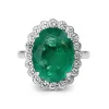 18ct White Gold Emerald and Diamond Daisy Style Ring