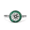 18ct White Gold Emerald and Diamond Art Deco Style Ring