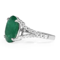 18ct White Gold Emerald and Diamond Split Band Ring