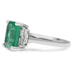 18ct White Gold Emerald and Diamond Ring