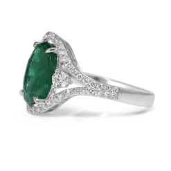 18ct White Gold Emerald and Diamond Ring
