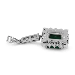 14ct White Gold Emerald and Diamond Drop Pendant