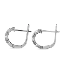 9ct White Gold Emerald and Diamond Deco Style Hoop Earrings