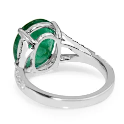 18ct White Gold Emerald and Diamond Split Band Ring