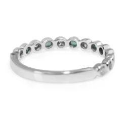 9ct White Gold Emerald and Diamond Band