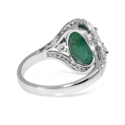 18ct White Gold Emerald and Diamond Ring