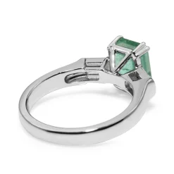 18ct White Gold Emerald and Baguette Diamond Ring