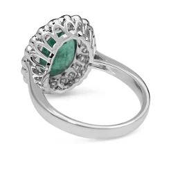 18ct White Gold Emerald and Diamond Daisy Ring