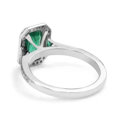 18ct White Gold Emerald and Diamond Halo Ring