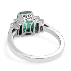 18ct White Gold Emerald and Baguette Diamond Deco Style Step Down Ring