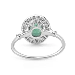 18ct White Gold Emerald and Diamond Halo Ring