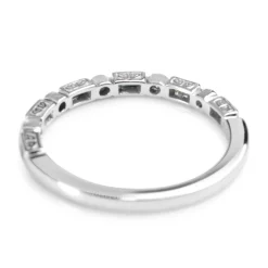 9ct White Gold Emerald and Diamond Deco Style Ring