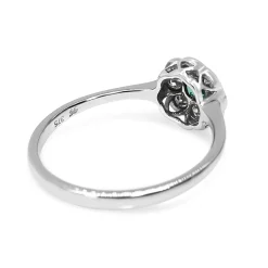 9ct White Gold Emerald and Diamond Daisy Ring