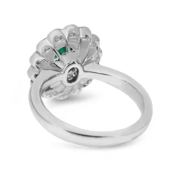 18ct White Gold Emerald and Double Halo Diamond Ring