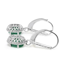 18ct White Gold Emerald and Diamond Drop Earrings