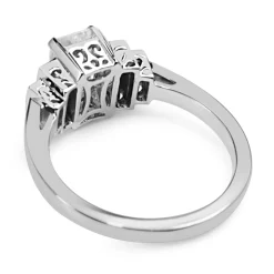 18ct White Gold Emerald and Baguette 5 Stone Diamond Ring