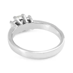 18ct White Gold Emerald and Baguette Diamond 3 Stone Ring