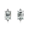18ct White Gold Emerald Cut Aquamarine and Diamond Stud Earrings