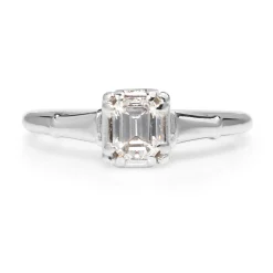 18ct White Gold Emerald Cut Diamond Solitaire Ring