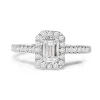 18ct White Gold Emerald Cut Halo Ring