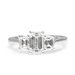 18ct White Gold Emerald Cut 3 Stone Diamond Ring